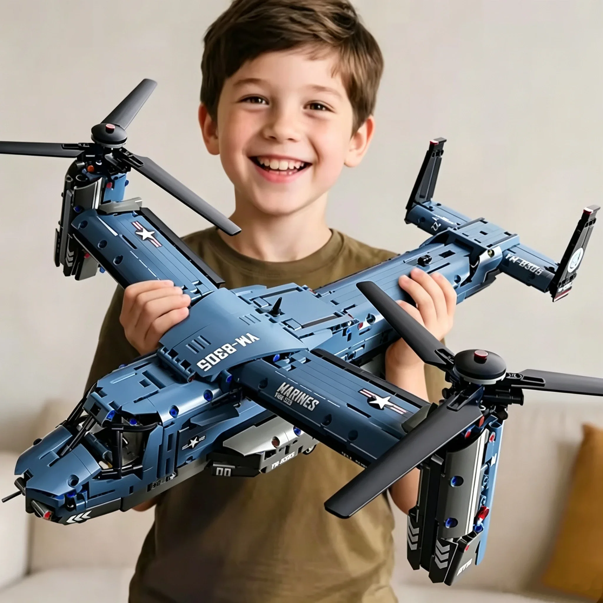Jjrc Drone X12 - ชุดบล็อกประกอบเครื่องบิน V-22 Osprey แบบหมุนได้ ขนาดใหญ่ จำลองสูง